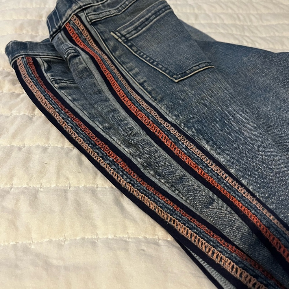 Denim Jeans with Striped Side Detail